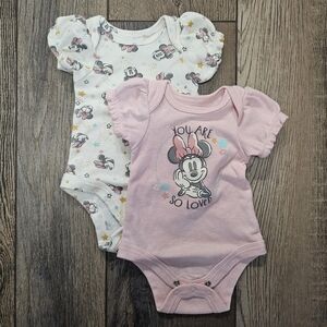 Disney Baby Pink and White Minnie Mouse One Pieces